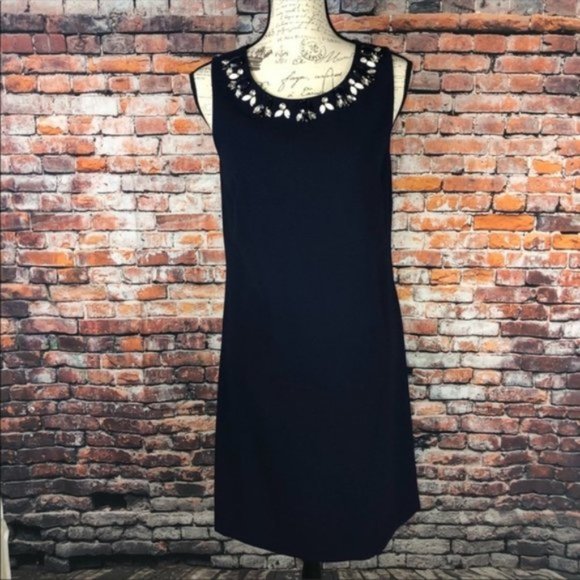Eliza J Dresses & Skirts - Eliza J navy bejeweled neckline sleeveless dress